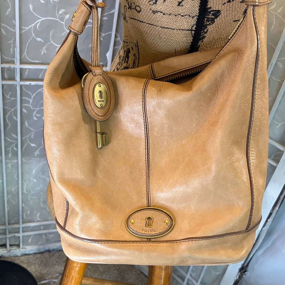 Fossil Light Brown Leather Shoulder Bag